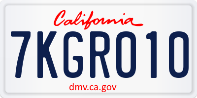 CA license plate 7KGR010