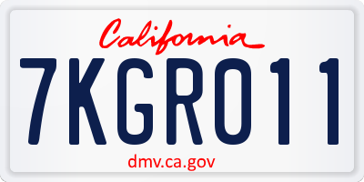CA license plate 7KGR011