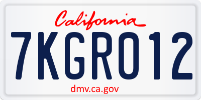 CA license plate 7KGR012