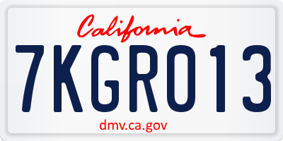 CA license plate 7KGR013
