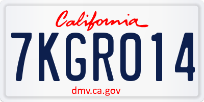 CA license plate 7KGR014