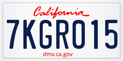 CA license plate 7KGR015