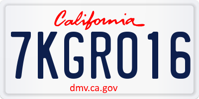 CA license plate 7KGR016