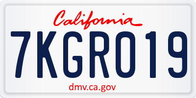 CA license plate 7KGR019