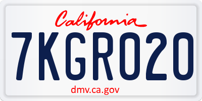 CA license plate 7KGR020