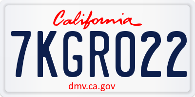 CA license plate 7KGR022