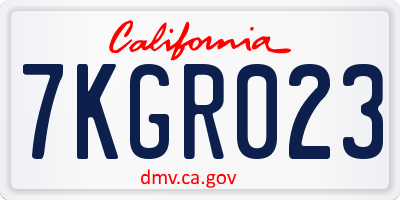 CA license plate 7KGR023