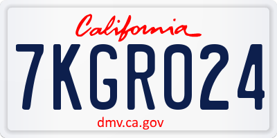 CA license plate 7KGR024