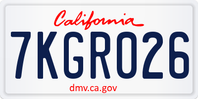 CA license plate 7KGR026