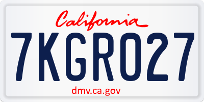 CA license plate 7KGR027
