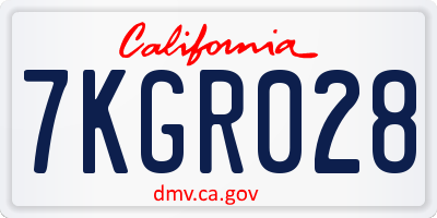 CA license plate 7KGR028