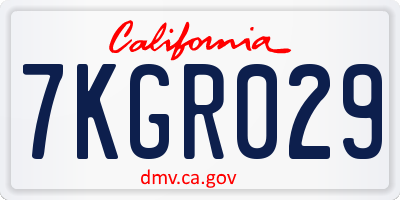 CA license plate 7KGR029