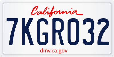 CA license plate 7KGR032