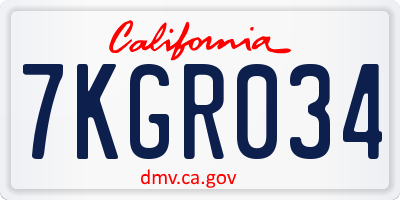 CA license plate 7KGR034