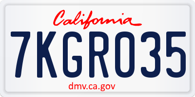 CA license plate 7KGR035