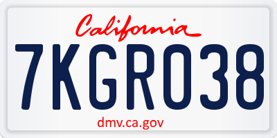 CA license plate 7KGR038