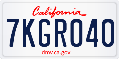 CA license plate 7KGR040
