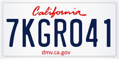 CA license plate 7KGR041