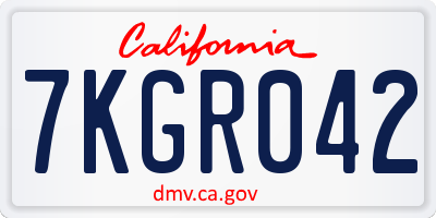 CA license plate 7KGR042