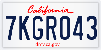CA license plate 7KGR043
