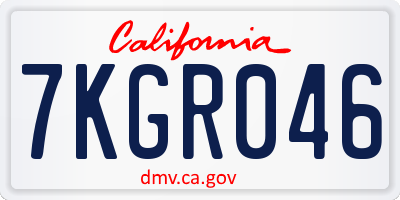 CA license plate 7KGR046