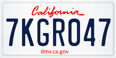 CA license plate 7KGR047