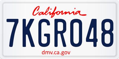 CA license plate 7KGR048
