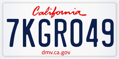 CA license plate 7KGR049