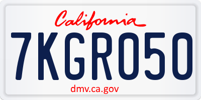 CA license plate 7KGR050