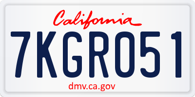 CA license plate 7KGR051