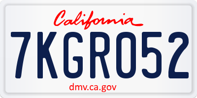 CA license plate 7KGR052
