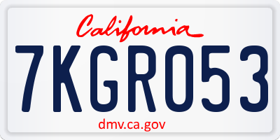 CA license plate 7KGR053