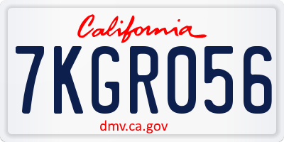 CA license plate 7KGR056