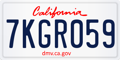 CA license plate 7KGR059