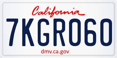 CA license plate 7KGR060