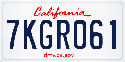 CA license plate 7KGR061