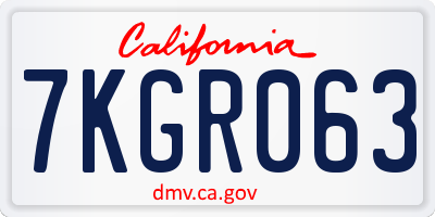 CA license plate 7KGR063