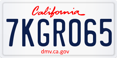 CA license plate 7KGR065