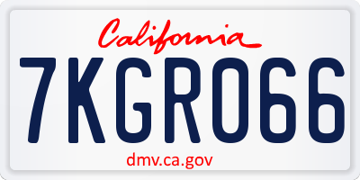 CA license plate 7KGR066