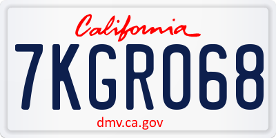 CA license plate 7KGR068