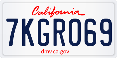 CA license plate 7KGR069