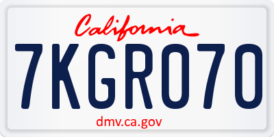 CA license plate 7KGR070