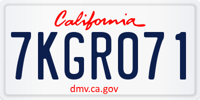 CA license plate 7KGR071