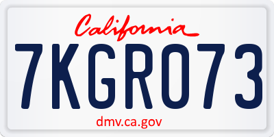 CA license plate 7KGR073