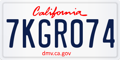 CA license plate 7KGR074