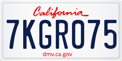 CA license plate 7KGR075