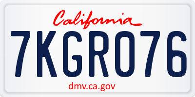 CA license plate 7KGR076