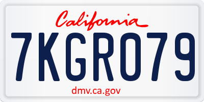 CA license plate 7KGR079