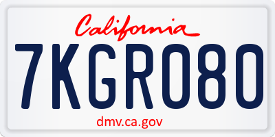 CA license plate 7KGR080