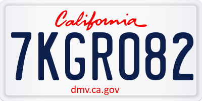 CA license plate 7KGR082